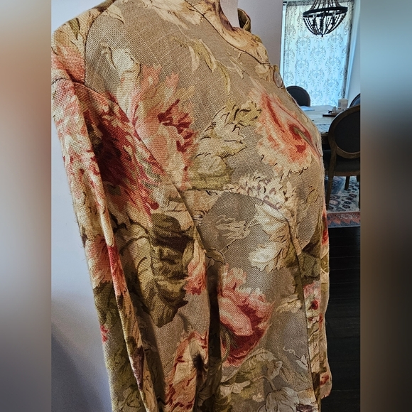 Coldwater Creek Women's XL Vintage USA Floral Tapestry Linen Rayon Buttons - Picture 6 of 10